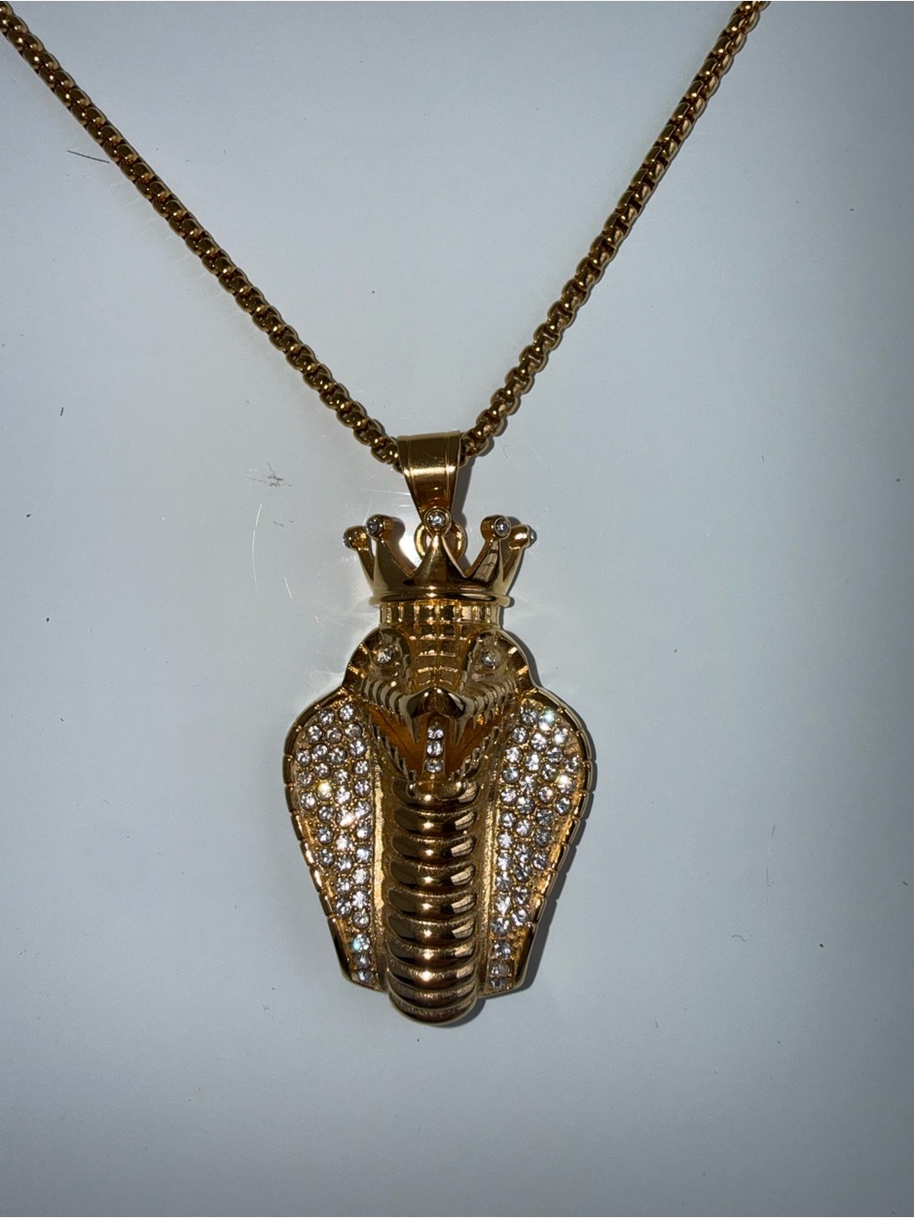 STEELESS Gold Plated Gold Cobra Crown Pendant Necklace - Gold